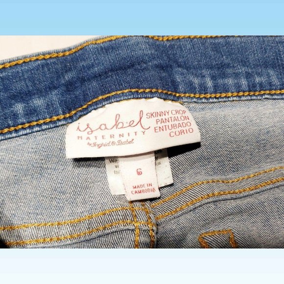 Isabel Maternity Skinny Crop Stretch Blue Jeans Size 6 Under Belly Side Panel - Picture 6 of 7